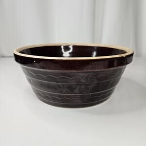Vintage Marcrest Brown Glazed Daisy & Dot 9.5" Stoneware Mixing Serving Bowl